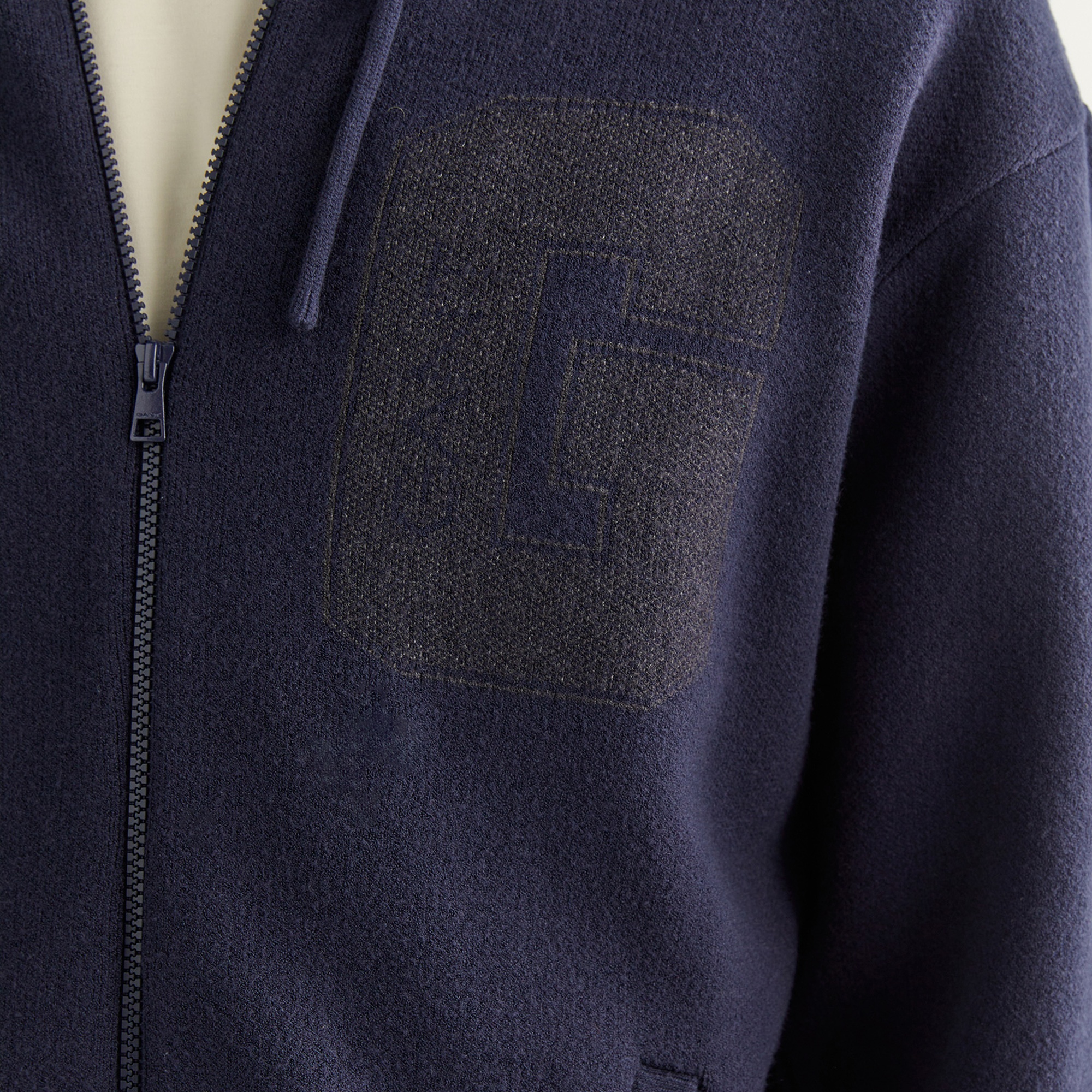 GANT Erkek Lacivert Regular Fit Kapüşonlu Logolu Hırka