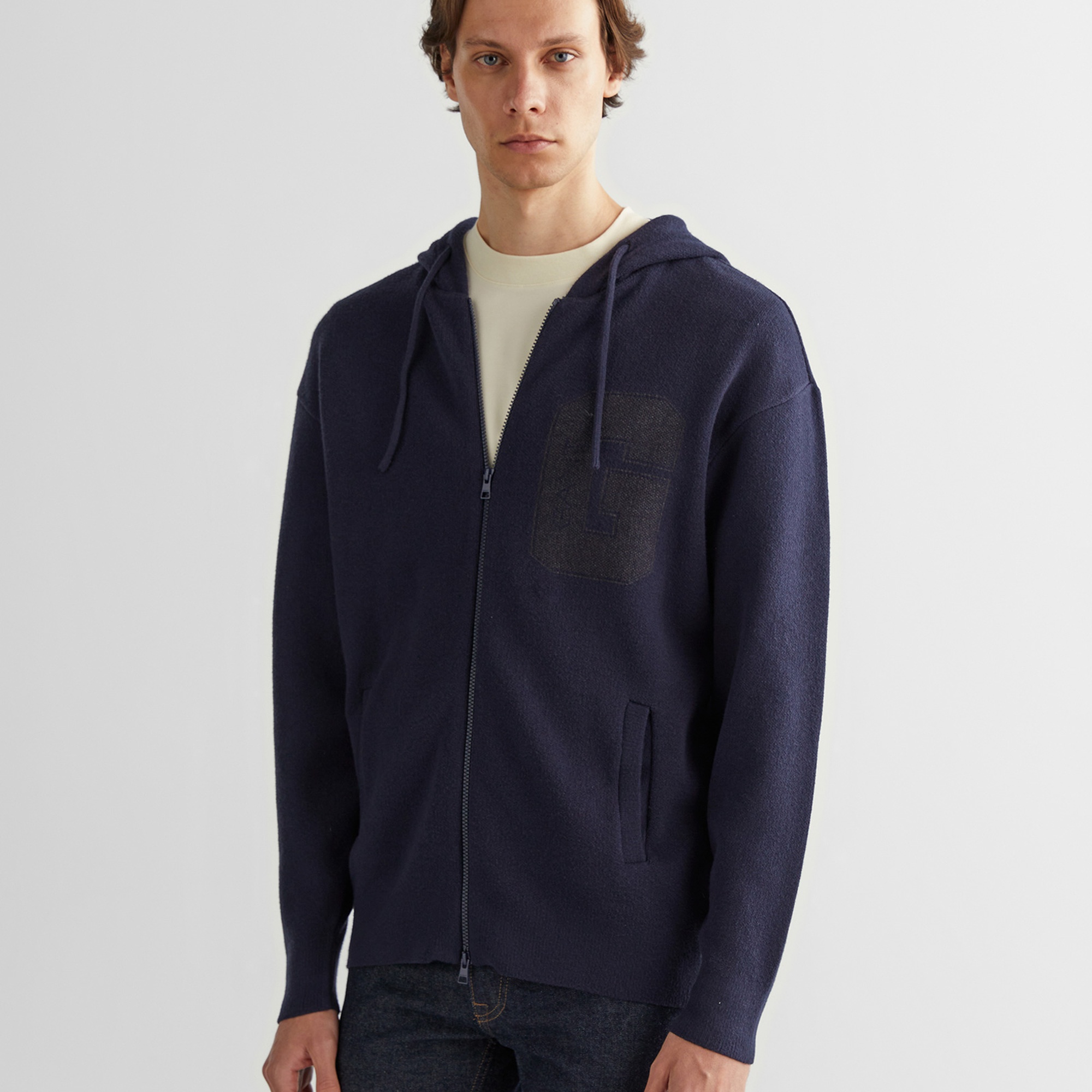 GANT Erkek Lacivert Regular Fit Kapüşonlu Logolu Hırka