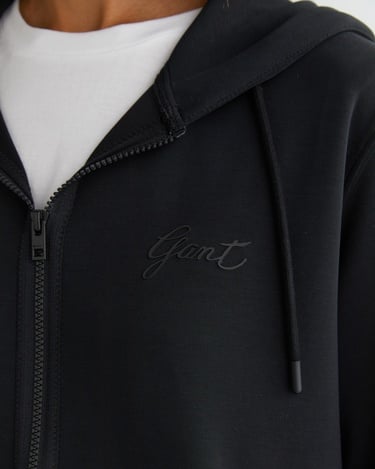  GANT Kadın Siyah Regular Fit Kapüşonlu Logolu Sweatshirt