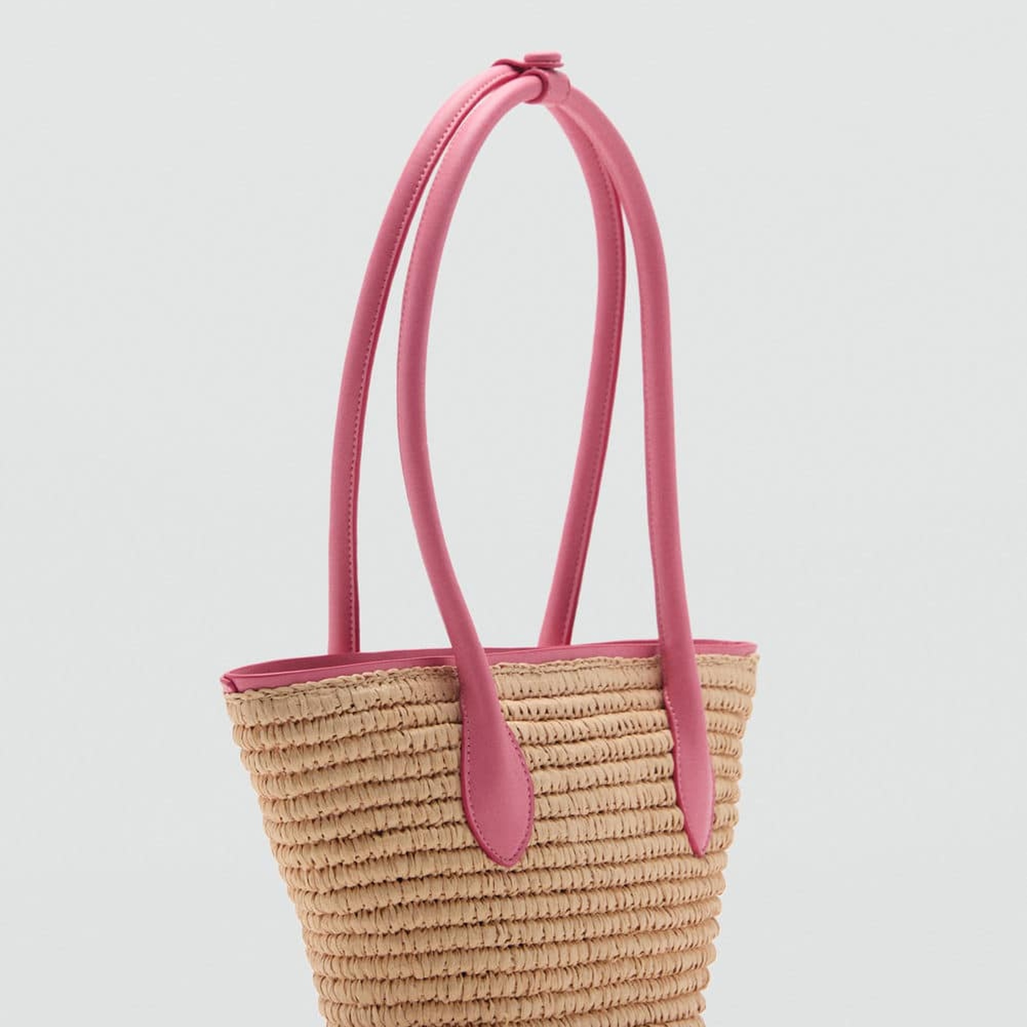 Mango Kadın Doğal Lifli Sepet Çanta Şeker Pembe