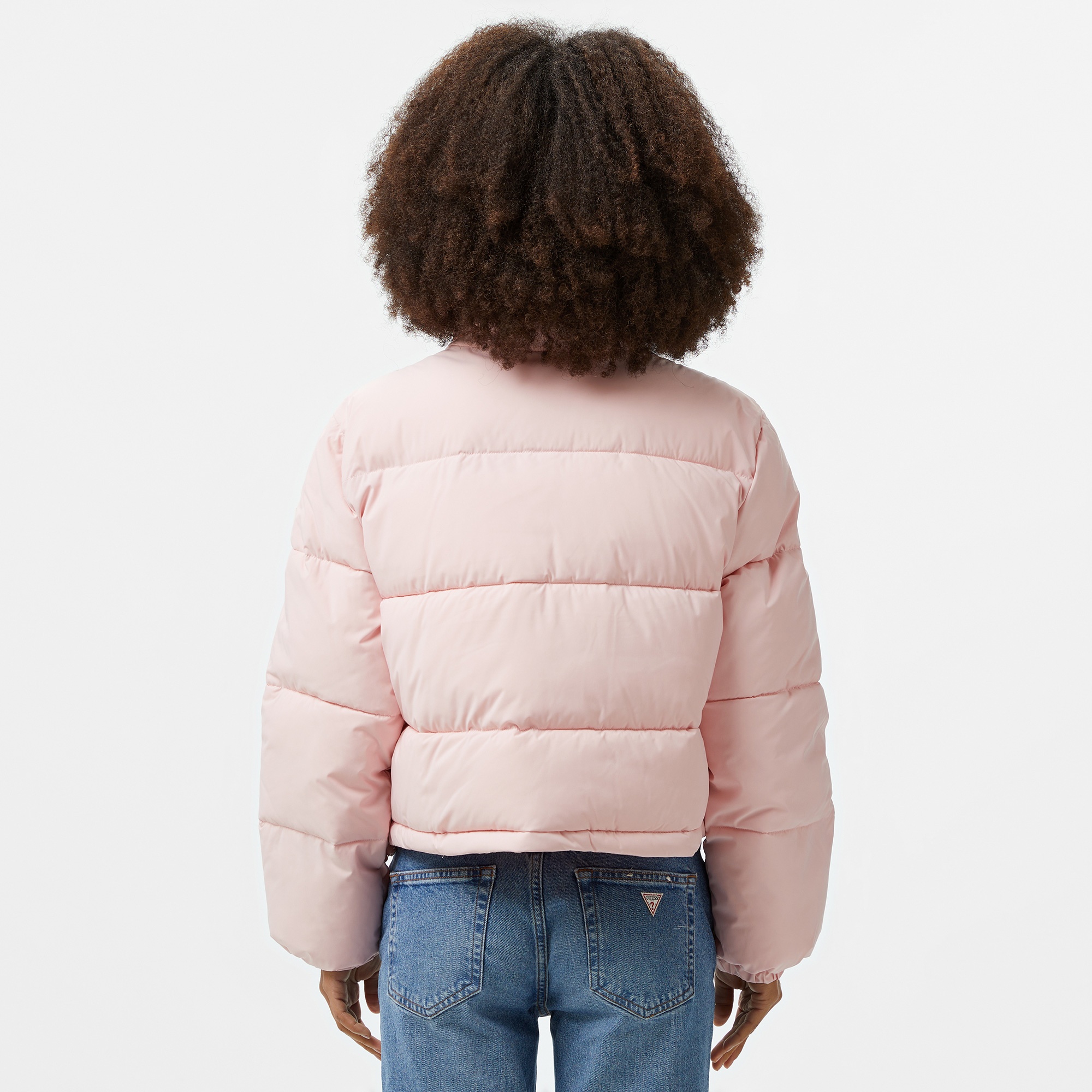 Guess Cropped Puffer Coated Light Poly Kadın Pembe Mont