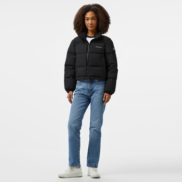  Guess Cropped Puffer Coated Light Poly Kadın Siyah Mont