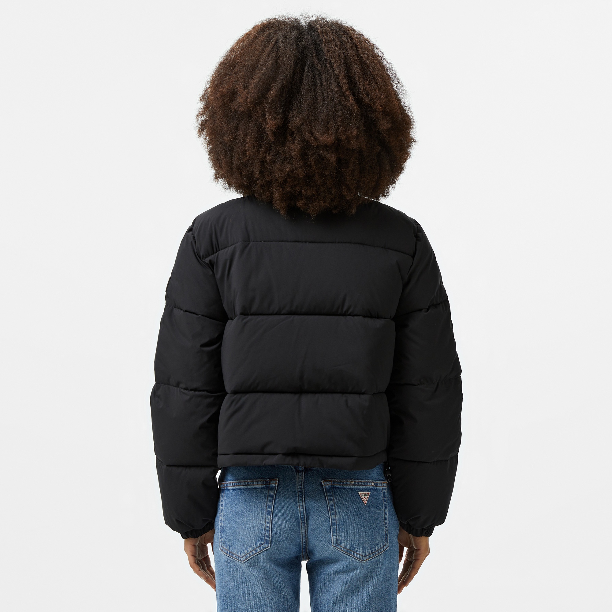 Guess Cropped Puffer Coated Light Poly Kadın Siyah Mont