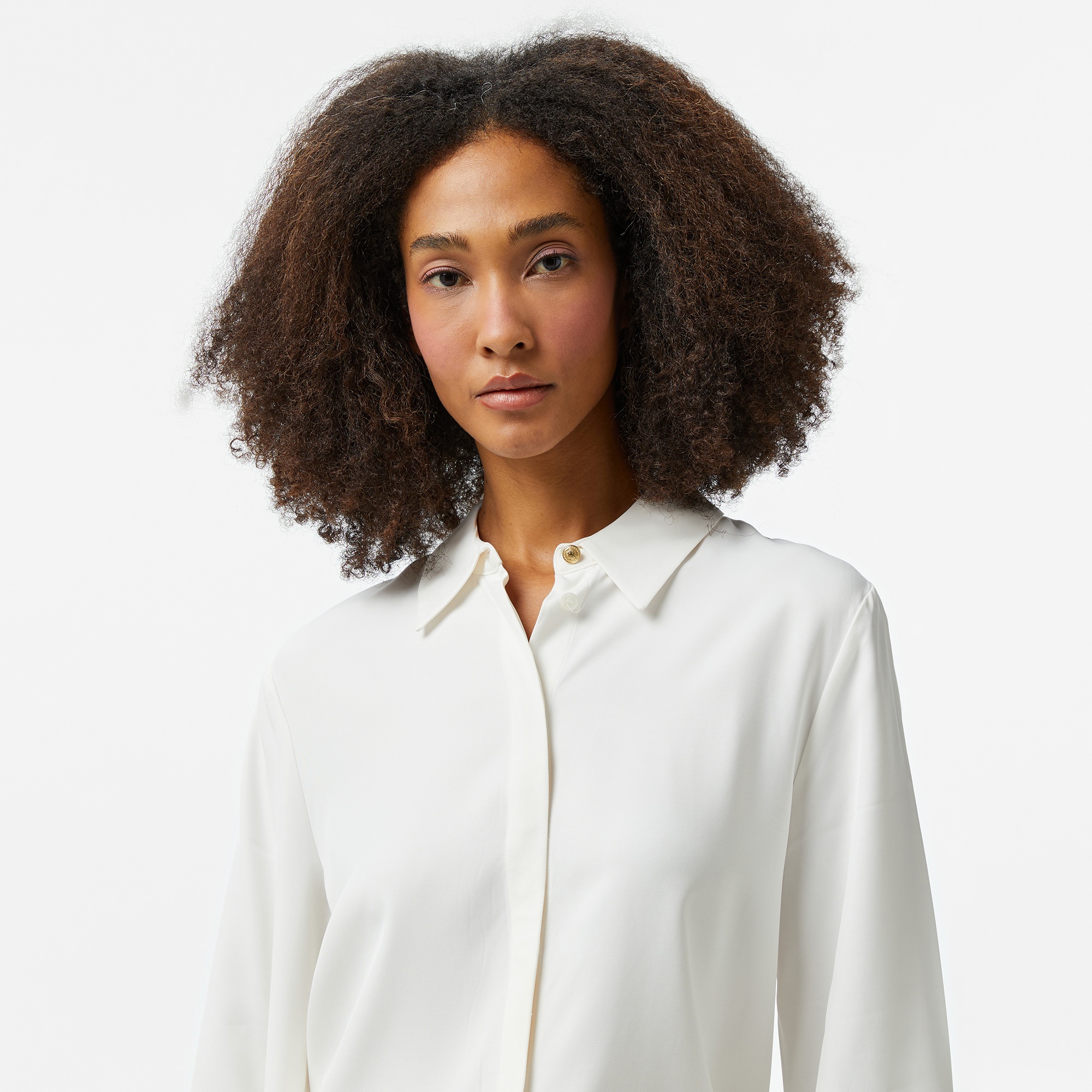 Tommy Hilfiger Fluid Viscose Regular Kadın Beyaz Gömlek