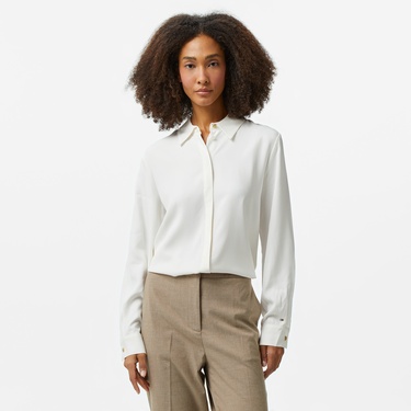  Tommy Hilfiger Fluid Viscose Regular Kadın Beyaz Gömlek