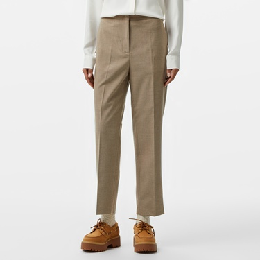  Tommy Hilfiger Flannel Slim Straight Kadın Bej Pantolon