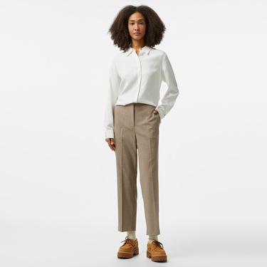  Tommy Hilfiger Flannel Slim Straight Kadın Bej Pantolon