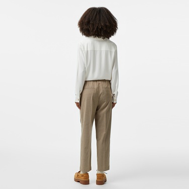  Tommy Hilfiger Flannel Slim Straight Kadın Bej Pantolon