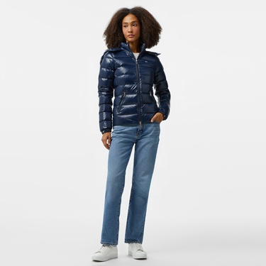  Tommy Hilfiger Jeans Tonal Hooded Down Kadın Lacivert Mont