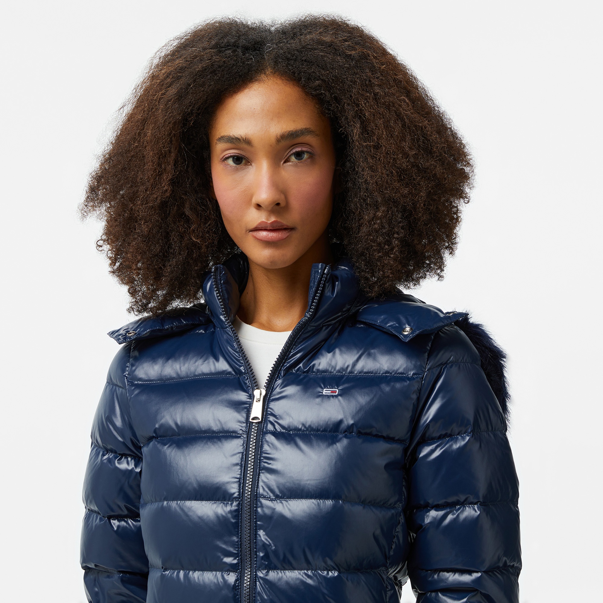 Tommy Hilfiger Jeans Tonal Hooded Down Kadın Lacivert Mont