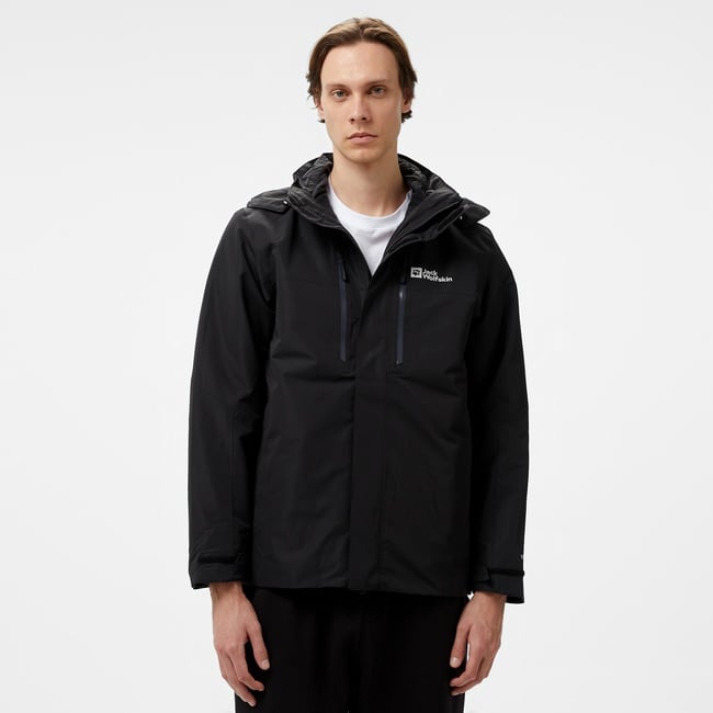  Jack Wolfskin Jasper 3in1 Erkek Siyah Outdoor Ceket