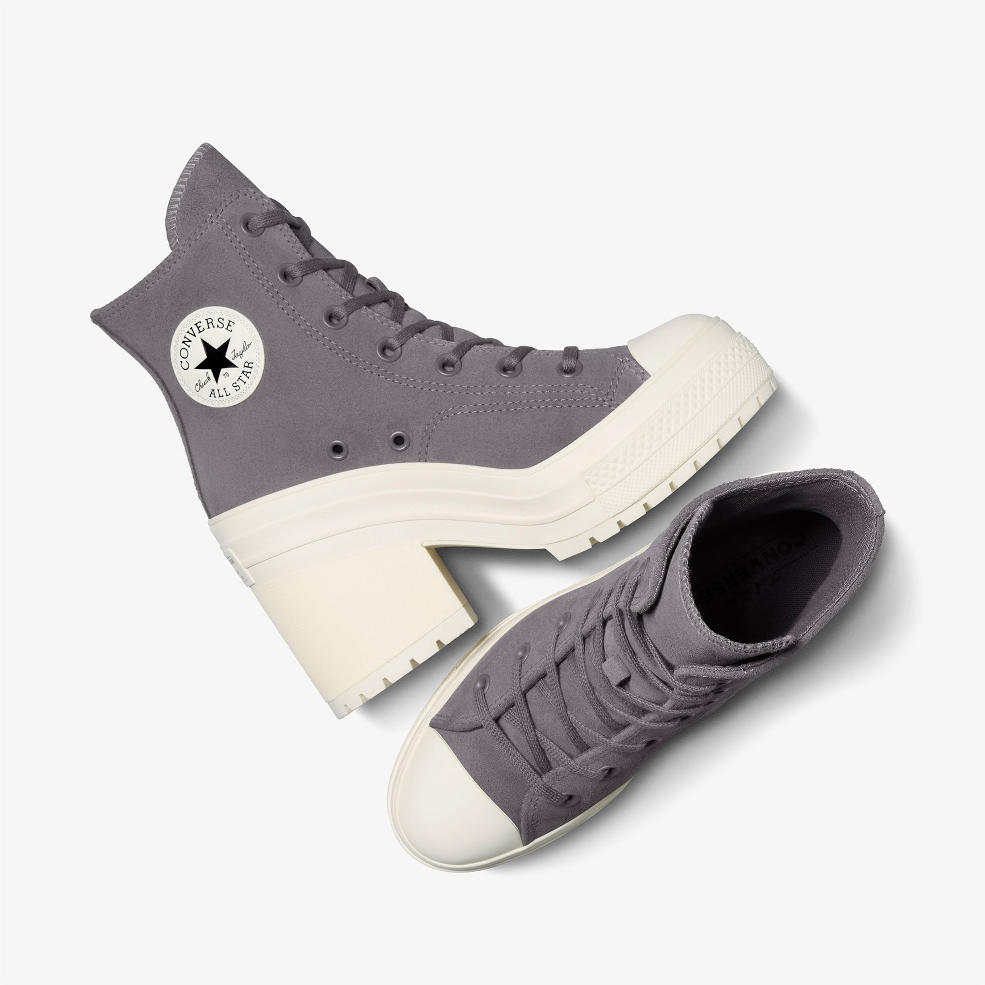 Converse Chuck 70 De Luxe Heel Unisex Gri Deri Platform Sneaker