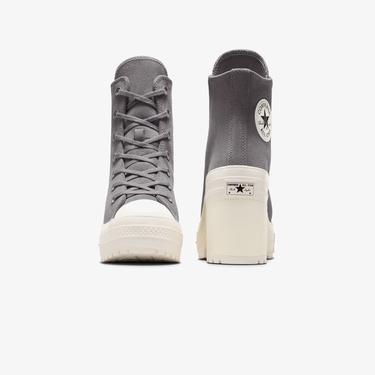  Converse Chuck 70 De Luxe Heel Unisex Gri Deri Platform Sneaker