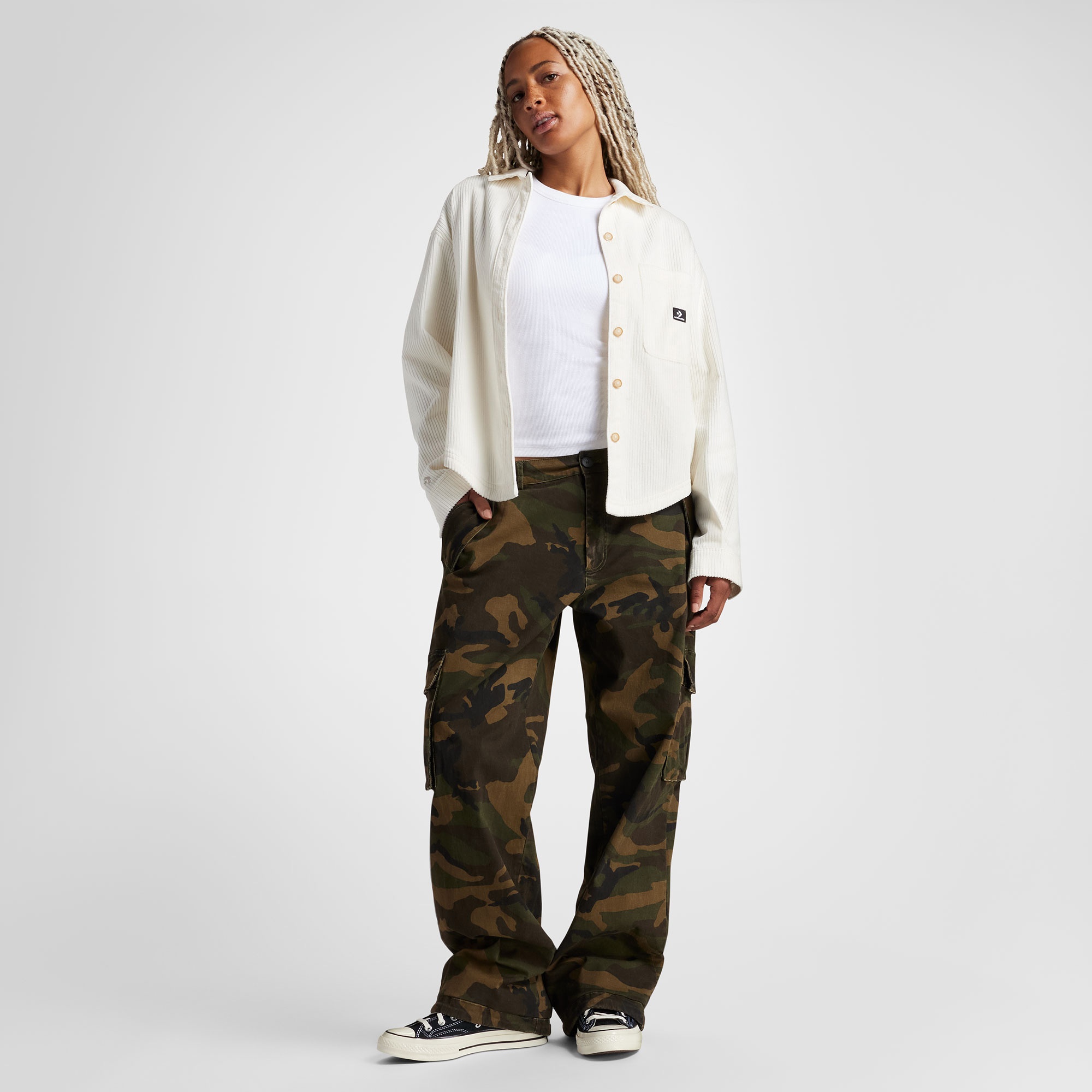 Converse Kadın Kadife Beyaz Gömlek