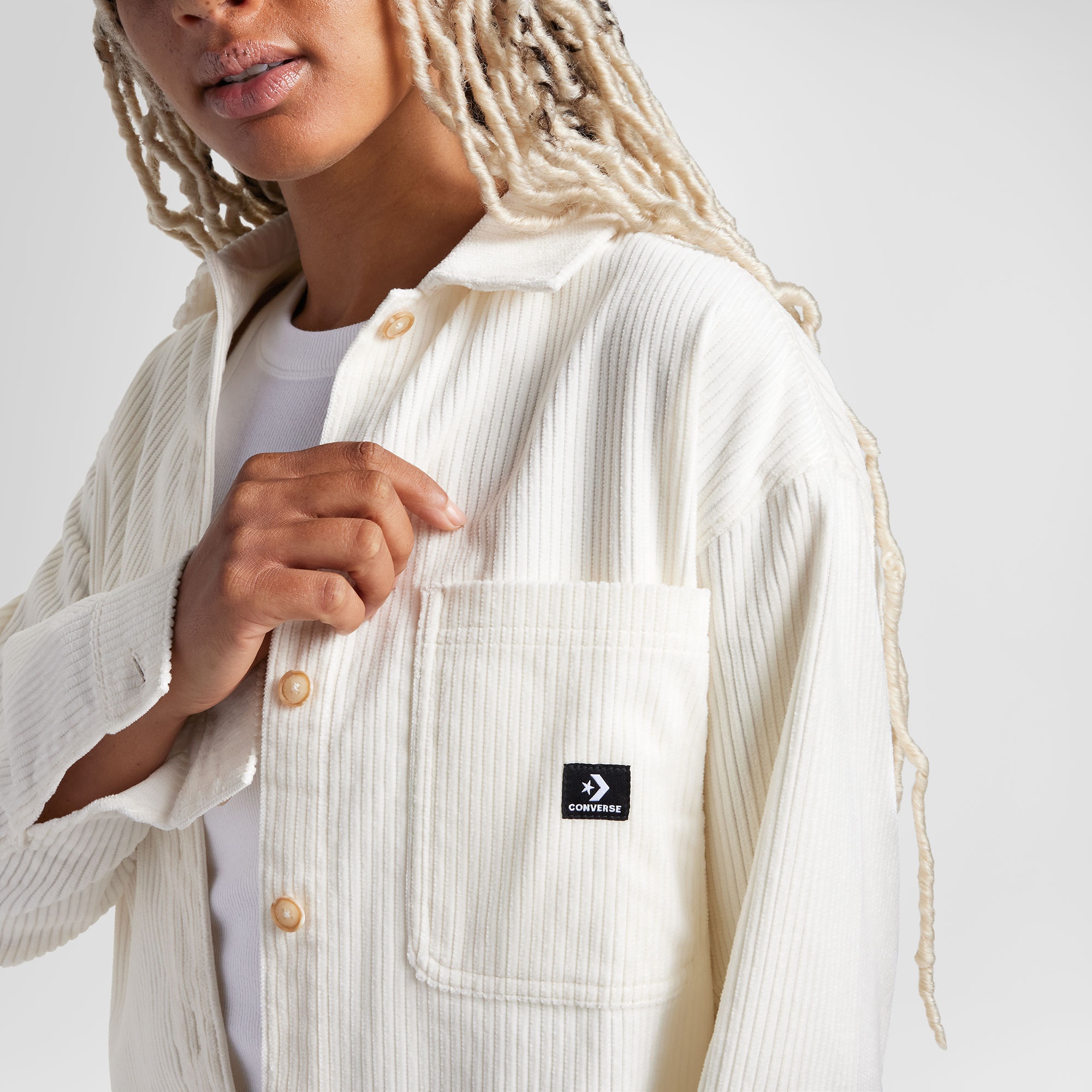 Converse Kadın Kadife Beyaz Gömlek