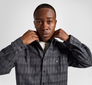  Converse Erkek Ekose Gri Gömlek