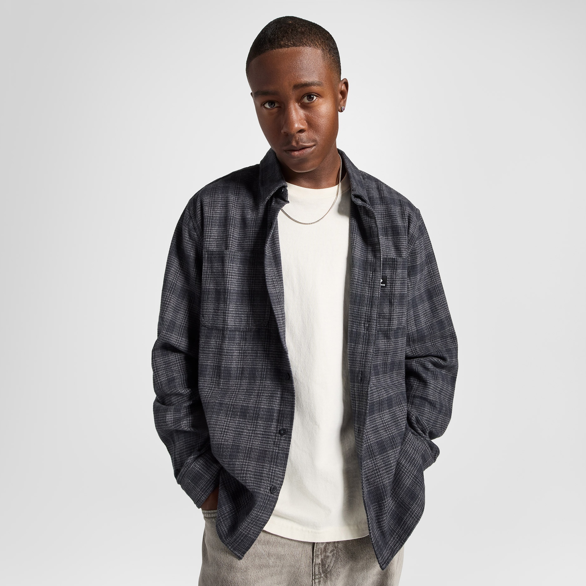 Converse Erkek Ekose Gri Gömlek