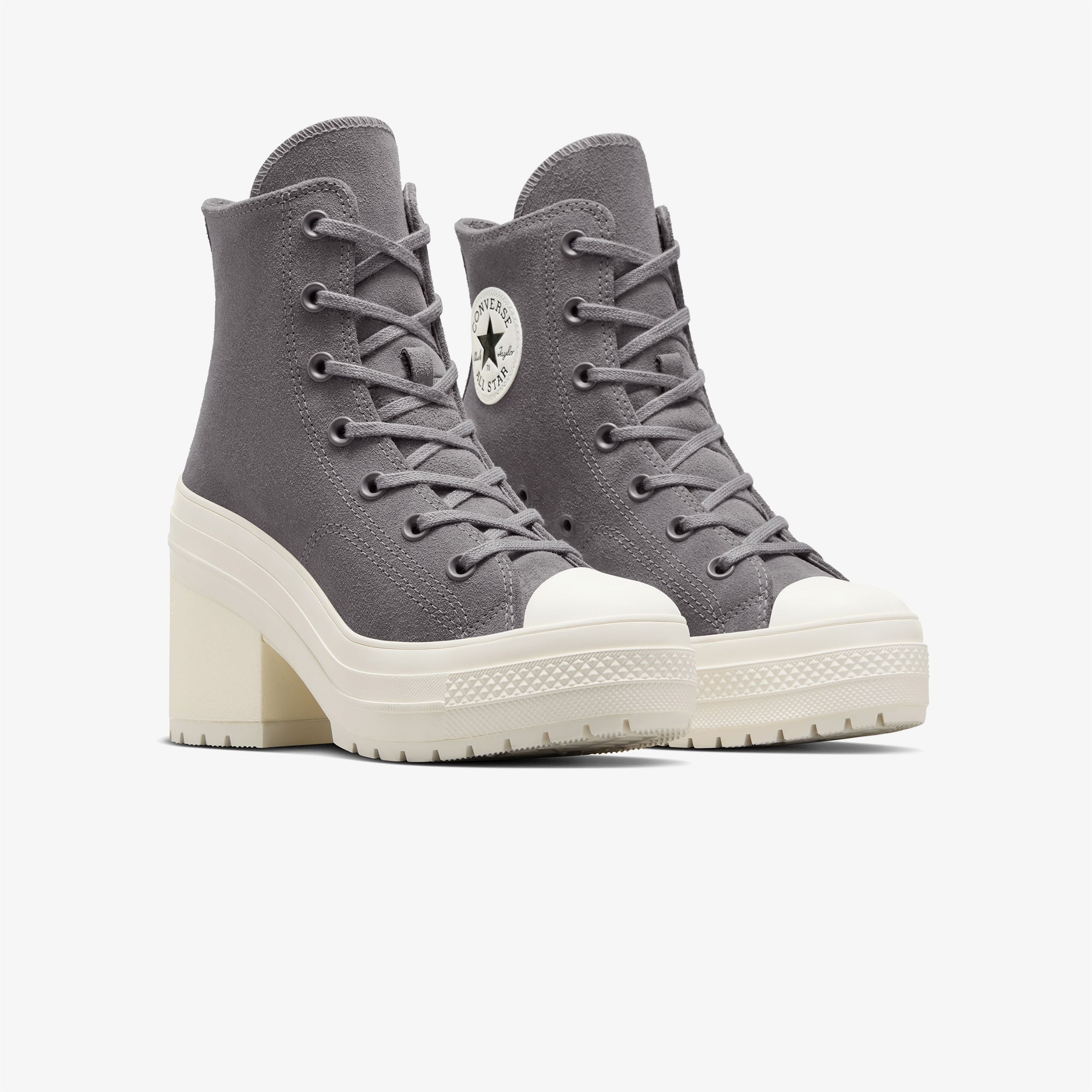 Converse Chuck 70 De Luxe Heel Unisex Gri Deri Platform Sneaker