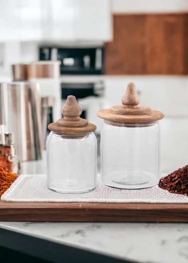  Madera Kapaklı Saklama Kavanozu 21x12x12 cm