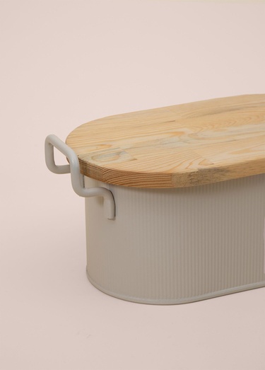  Stripe Ekmek Saklama Kabı Bej 40x22x18 cm