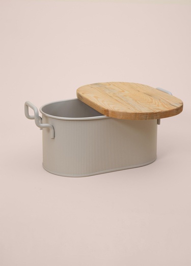  Stripe Ekmek Saklama Kabı Bej 40x22x18 cm