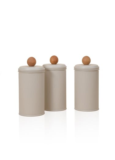  Stripe Çay Şeker Kahve Kavanozu Bej 1,20 Lt