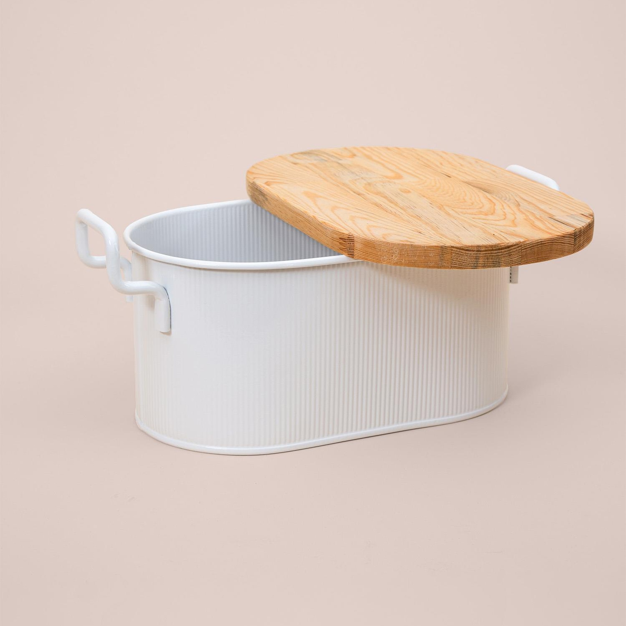 Stripe Ekmek Saklama Kabı Beyaz 40x22x18 cm