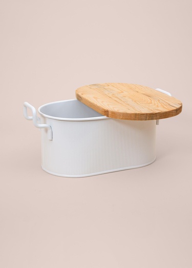  Stripe Ekmek Saklama Kabı Beyaz 40x22x18 cm