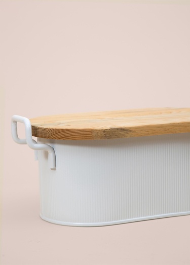  Stripe Ekmek Saklama Kabı Beyaz 40x22x18 cm