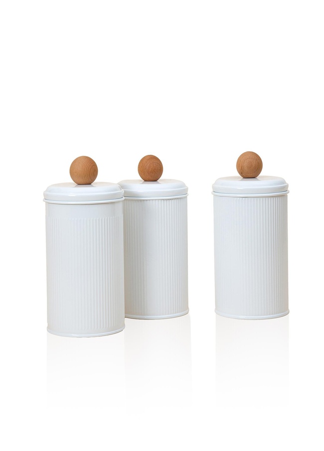  Stripe Çay Şeker Kahve Kavanozu Beyaz 1,20 Lt