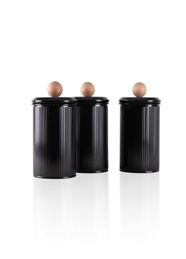  Stripe Çay Şeker Kahve Kavanozu Siyah 1,20 Lt