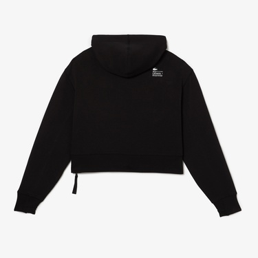  Lacoste Kadın Relaxed Fit Kapüşonlu Siyah Sweatshirt
