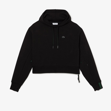  Lacoste Kadın Relaxed Fit Kapüşonlu Siyah Sweatshirt