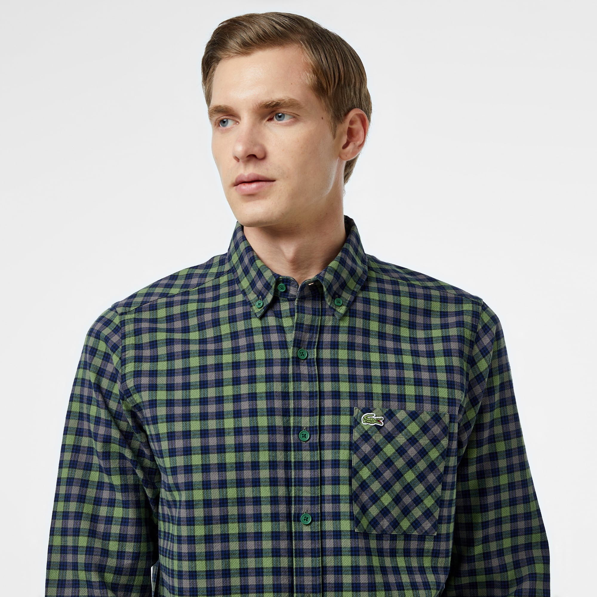 Lacoste Erkek Regular Fit Ekose Yeşil Gömlek