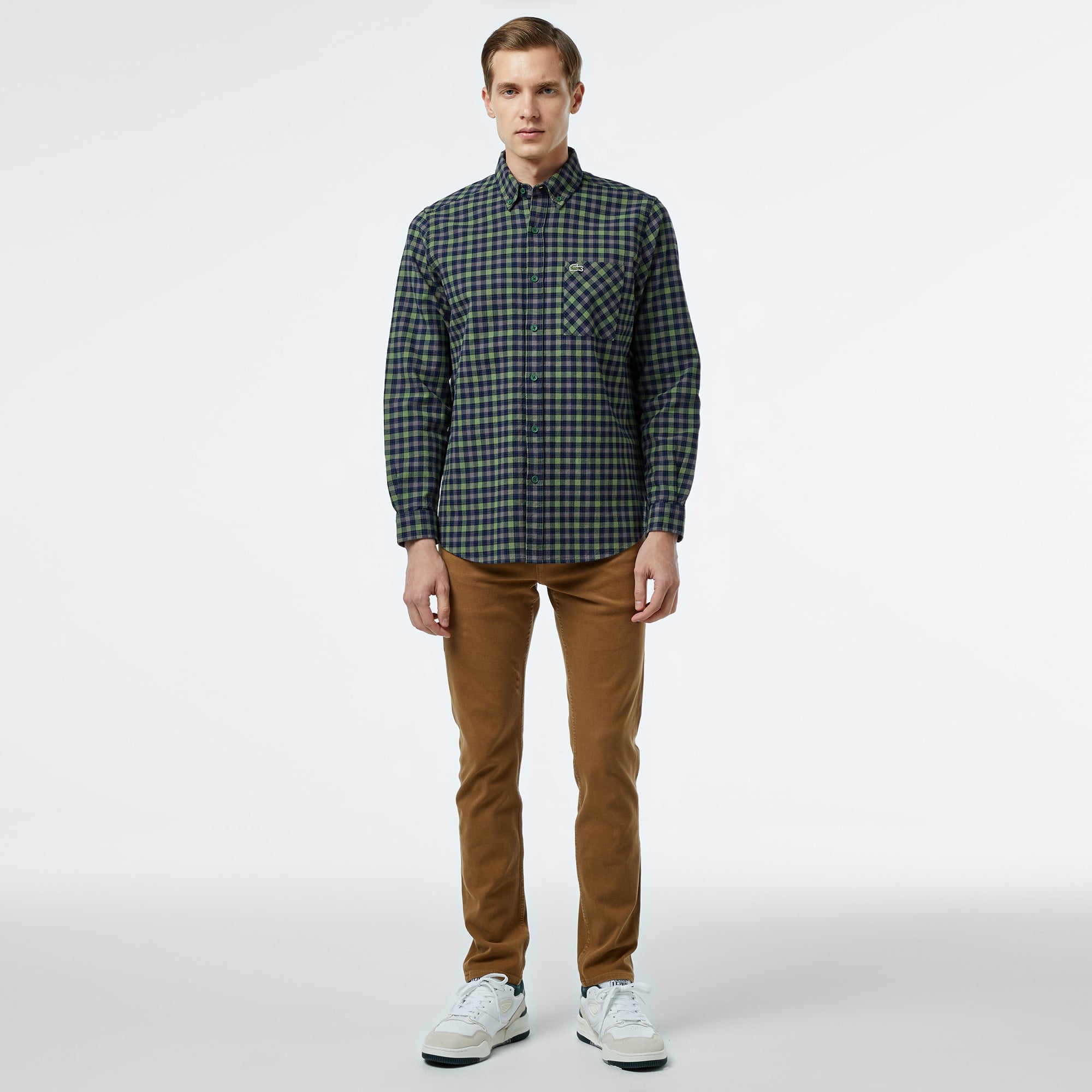 Lacoste Erkek Regular Fit Ekose Yeşil Gömlek