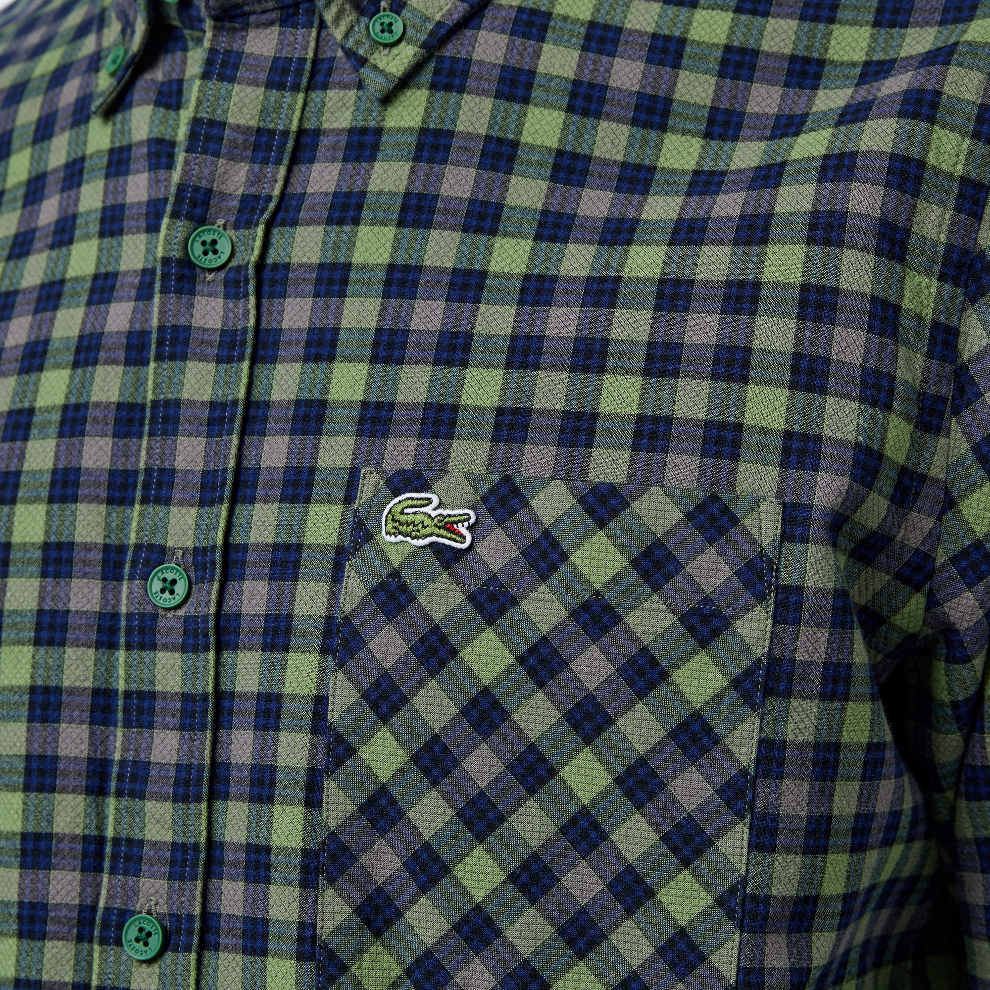 Lacoste Erkek Regular Fit Ekose Yeşil Gömlek