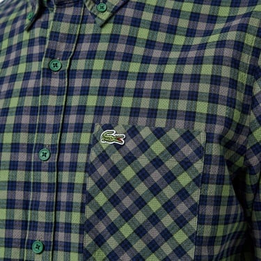  Lacoste Erkek Regular Fit Ekose Yeşil Gömlek