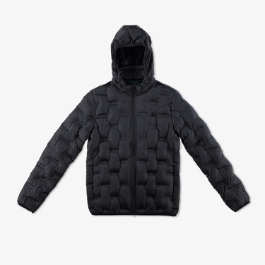  Lacoste Kadın Regular Fit Kapüşonlu Kapitone Siyah Mont