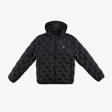  Lacoste Erkek Regular Fit Kapüşonlu Kapitone Siyah Mont