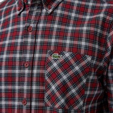  Lacoste Erkek Regular Fit Ekose Bordo Gömlek