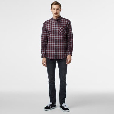  Lacoste Erkek Regular Fit Ekose Bordo Gömlek