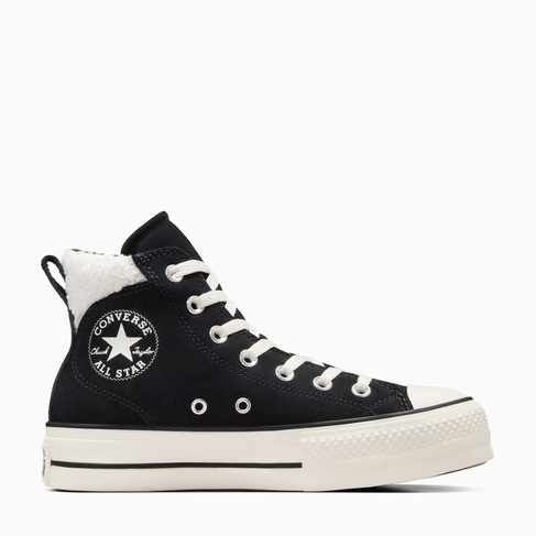  Converse Chuck Taylor All Star Puff Lift Kadın Siyah Süet Sneaker