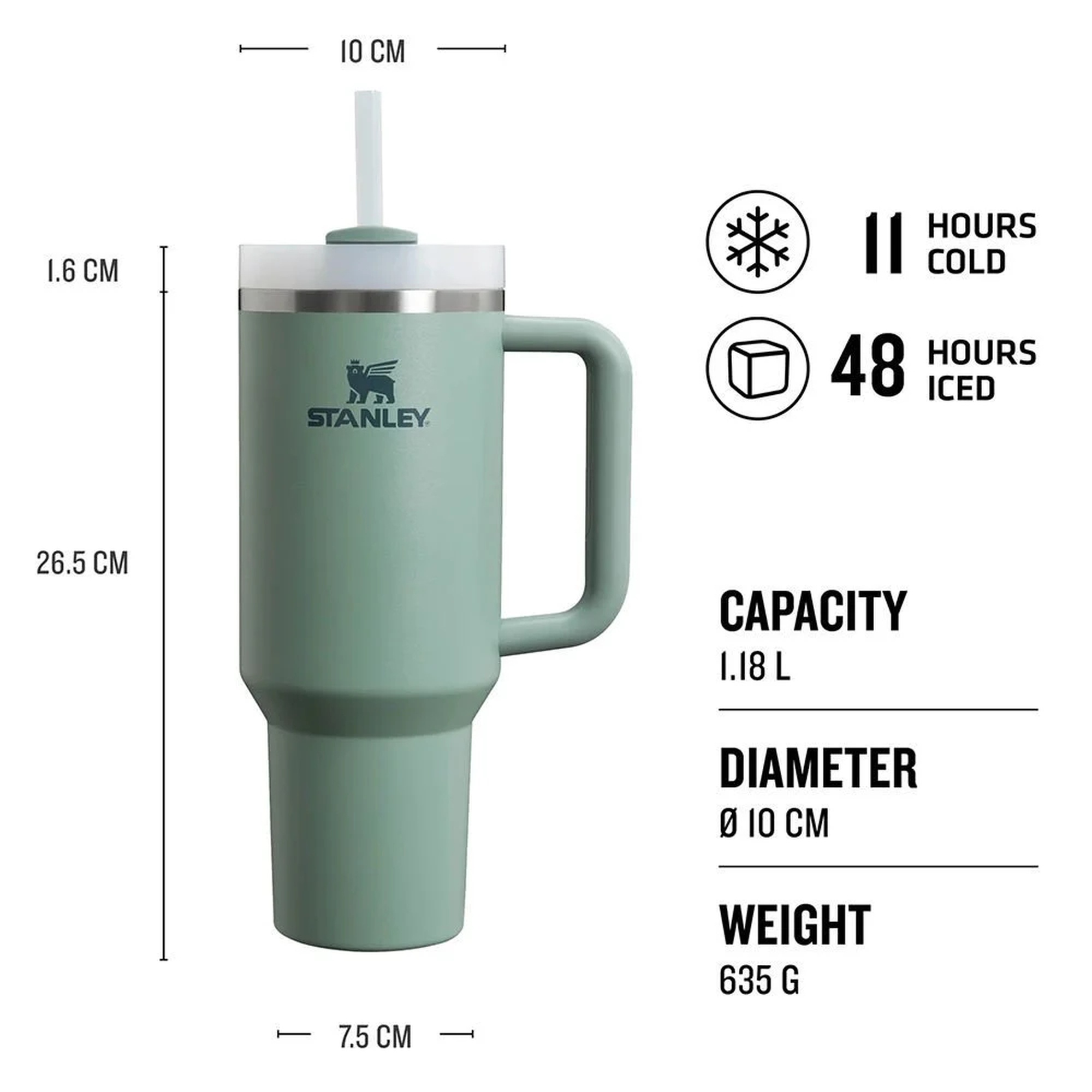 Stanley Quencher 1.18L Pipetli Unisex Yeşil Termos
