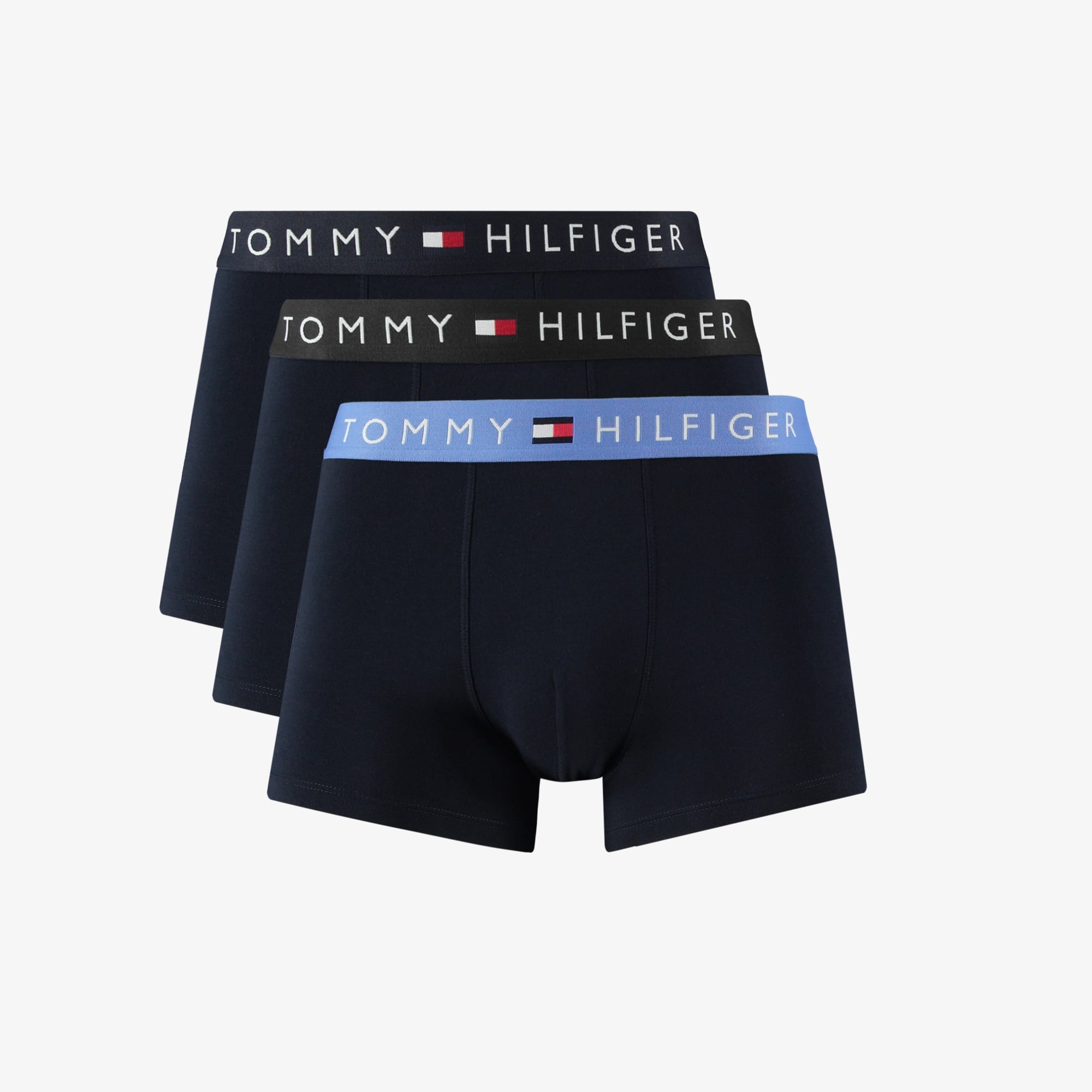Tommy Hilfiger Trunk 3'lü Erkek Siyah Renkli Bantlı Boxer