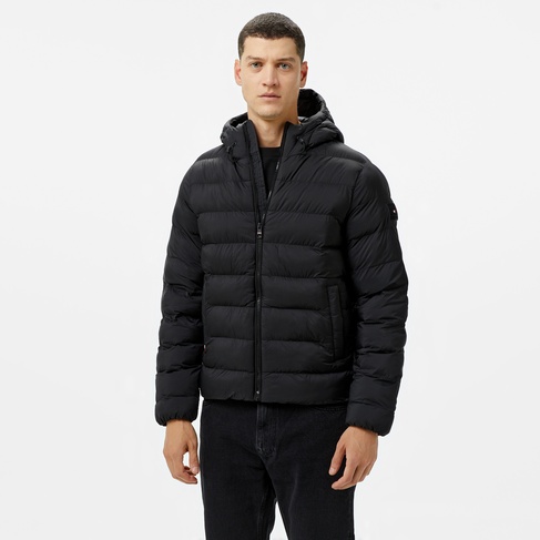  Tommy Hilfiger Mid Weight Hooded Erkek Siyah Mont