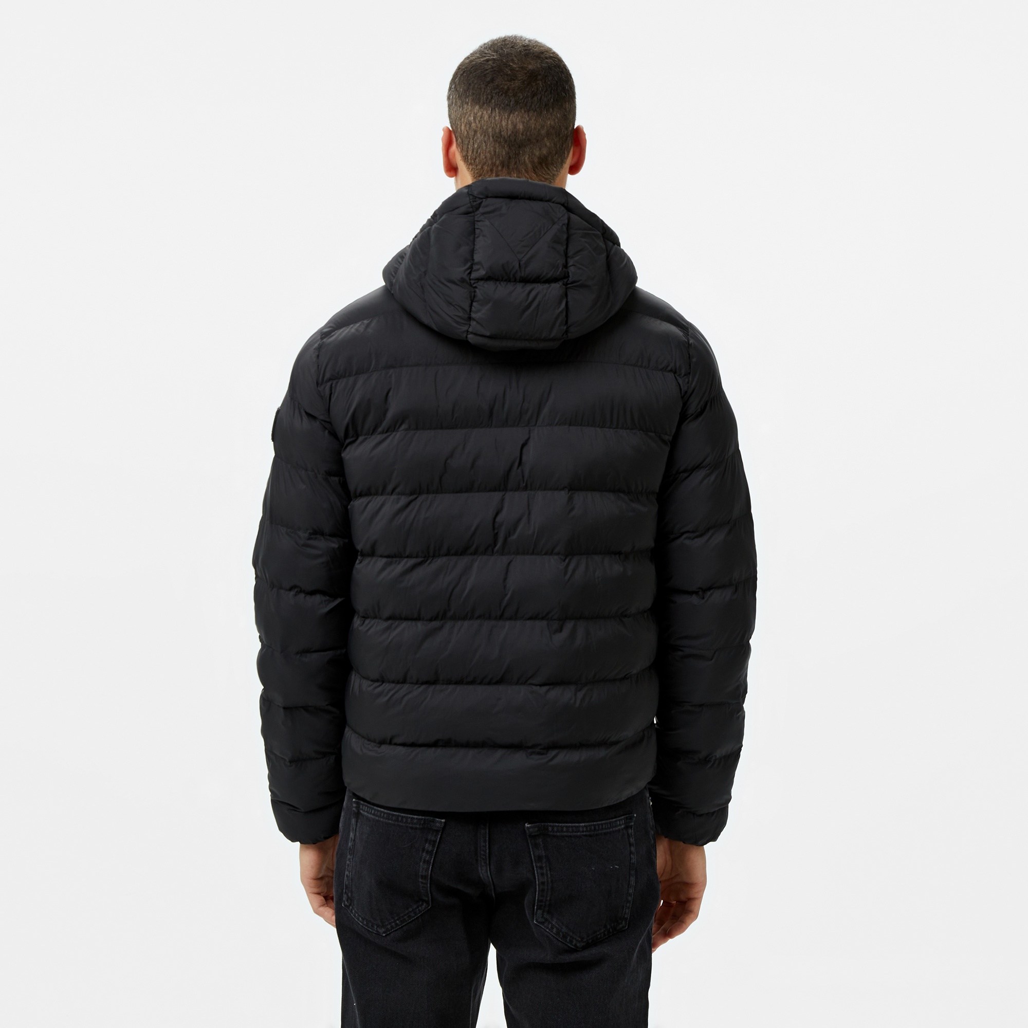 Tommy Hilfiger Mid Weight Hooded Erkek Siyah Mont