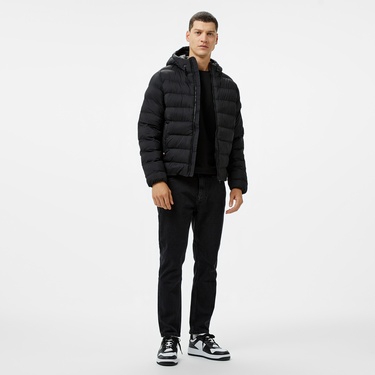  Tommy Hilfiger Mid Weight Hooded Erkek Siyah Mont