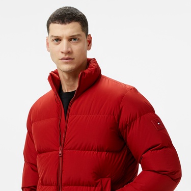  Tommy Hilfiger Down Puffer Erkek Kırmızı Mont