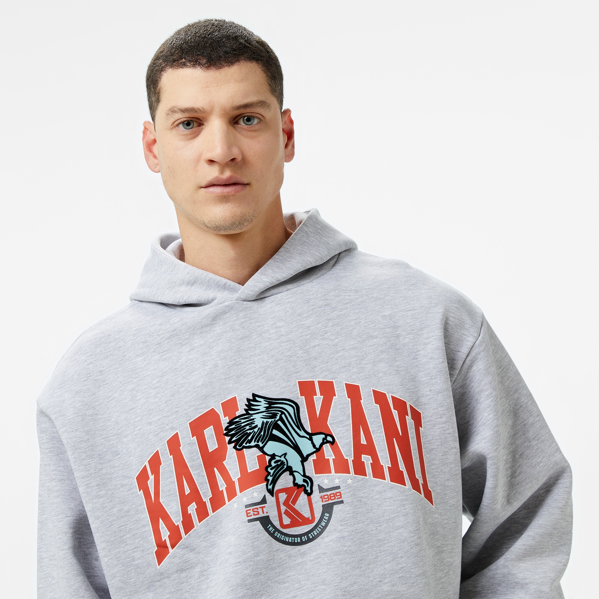 Karl Kani Og Eagle Print Os  Erkek Gri Hoodie