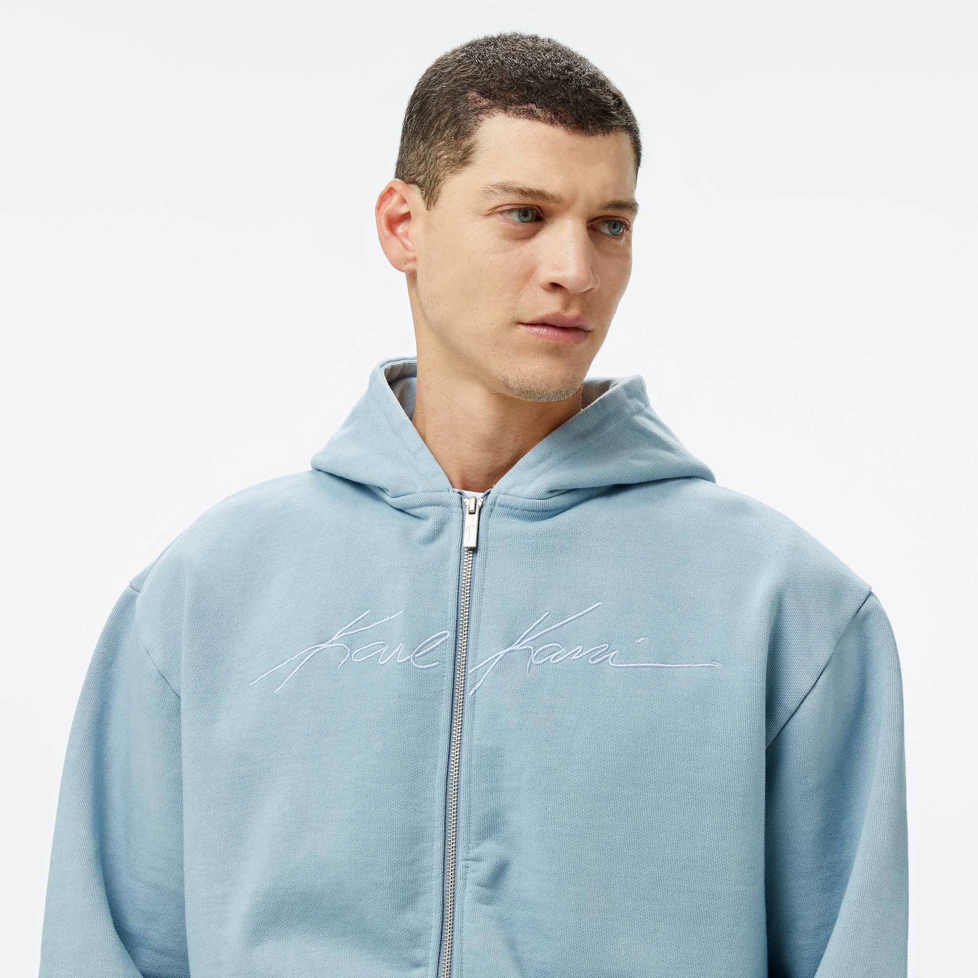 Karl Kani Autograph Heavy Os Zip Erkek Mavi Sweatshirt